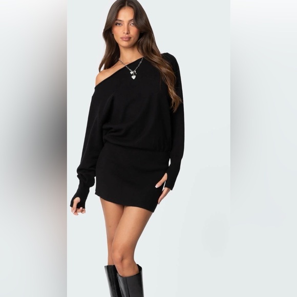Edikted ‘Eve’ off-shoulder mini dress. NWT small in black - Picture 3 of 4